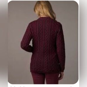 Shannon women's purple(plum )Cable Knit Cardigan 100% Merino Wool
